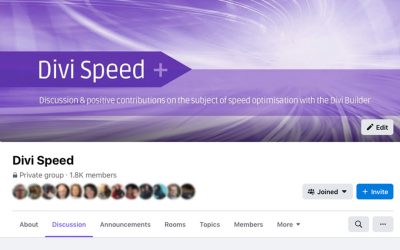Divi Speed Facebook Group